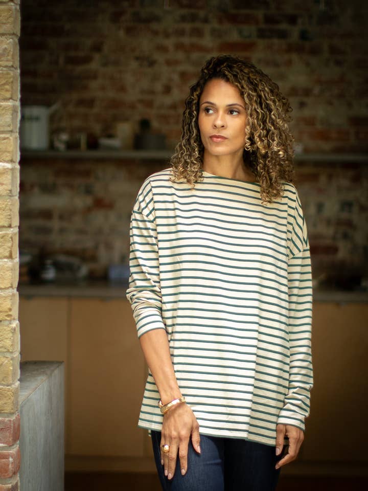 Top de Rayas Bryony | Verde Oscuro/Crema para venta al por mayor de CHALK