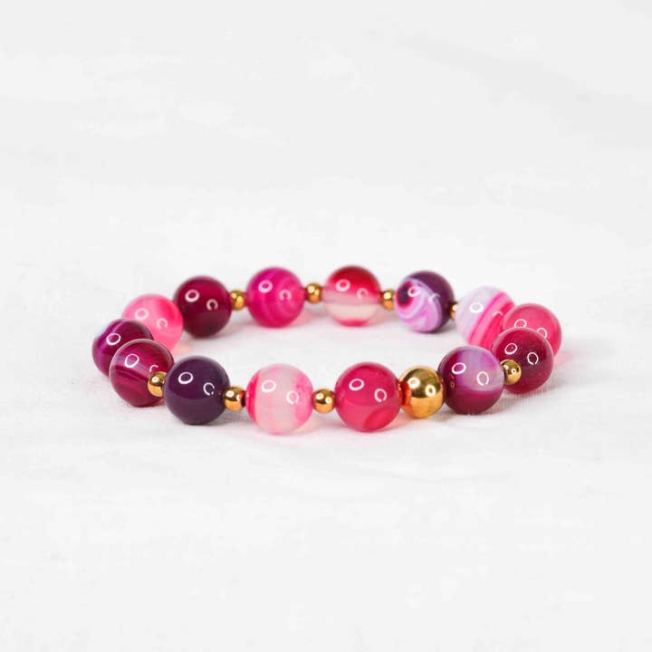Lori Armband Agat Randig Fuchsia 10mm för wholesale av BODHI OM ART