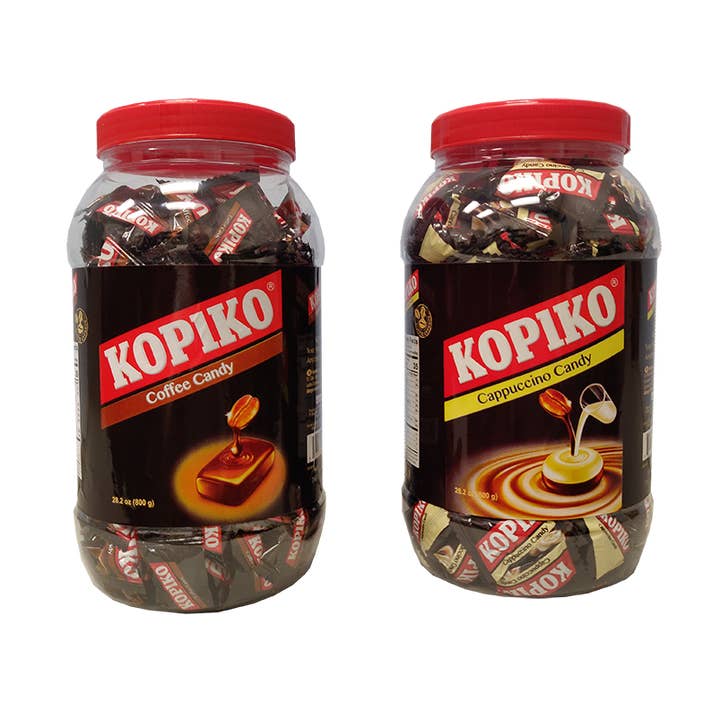Kopiko Coffee And Cappuccino Candy Jar Combo- 6 Jars/Case, 28.2oz(800g) for wholesale by Takari International, Inc.