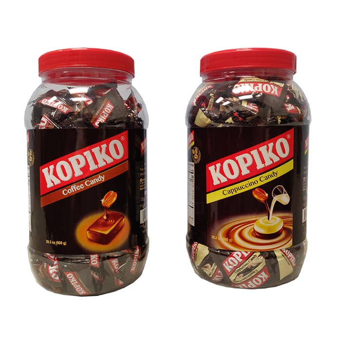 Takari International, Inc. - Wholesale Hard Candy - Kopiko Coffee And Cappuccino Candy Jar Combo- 6 Jars/Case, 28.2oz(800g)