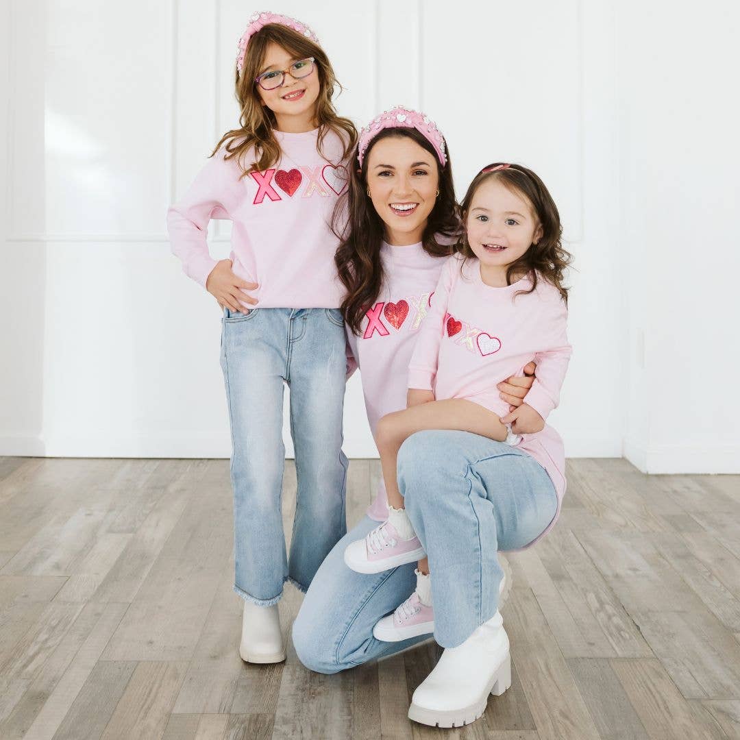 Sweet Wink - Wholesale Sweatshirt - Kids - XOXO Sequin Patch Valentine's Day Sweatshirt - Kids Clothing6