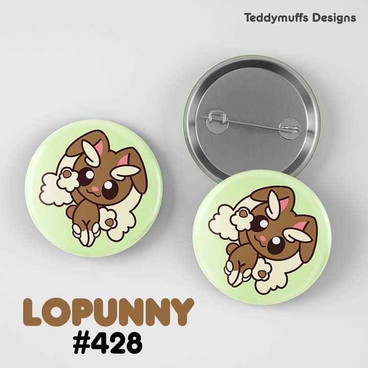 Lopunny Button Pin | Pokemon | Pokémon for wholesale by Teddymuffs Designs