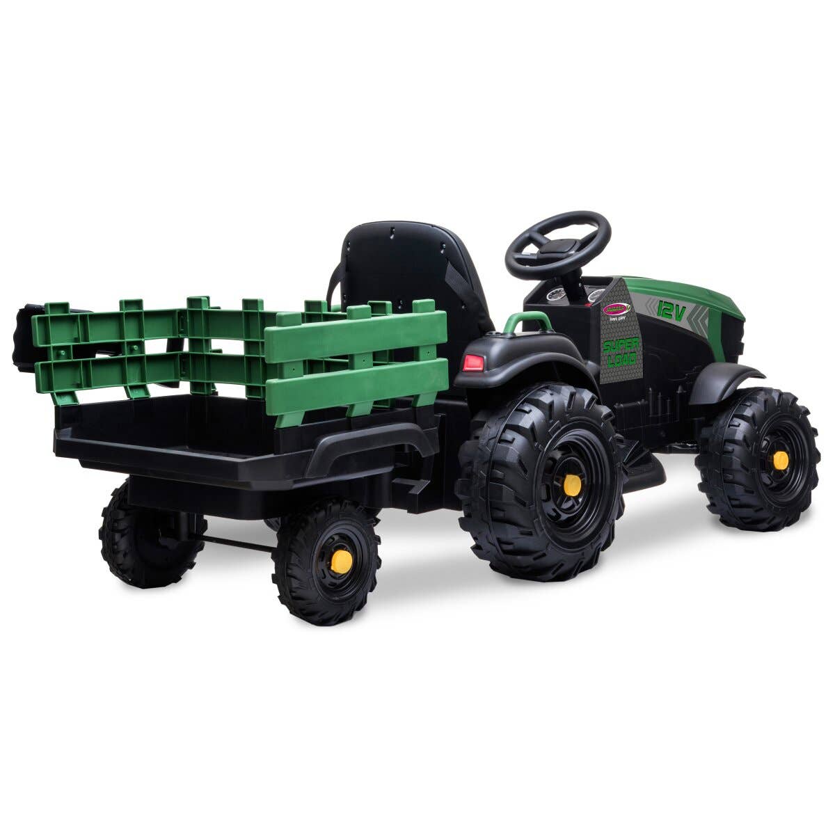 mhw24 – wholesale Toy car/truck – Child – Ride-on tractor Super Load with trailer green 12V5