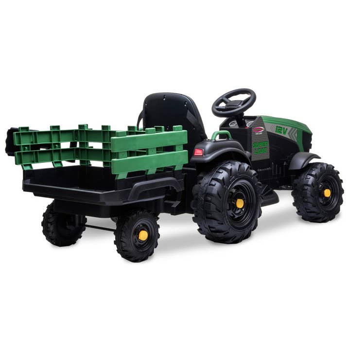 mhw24 – wholesale Toy car/truck – Child – Ride-on tractor Super Load with trailer green 12V5