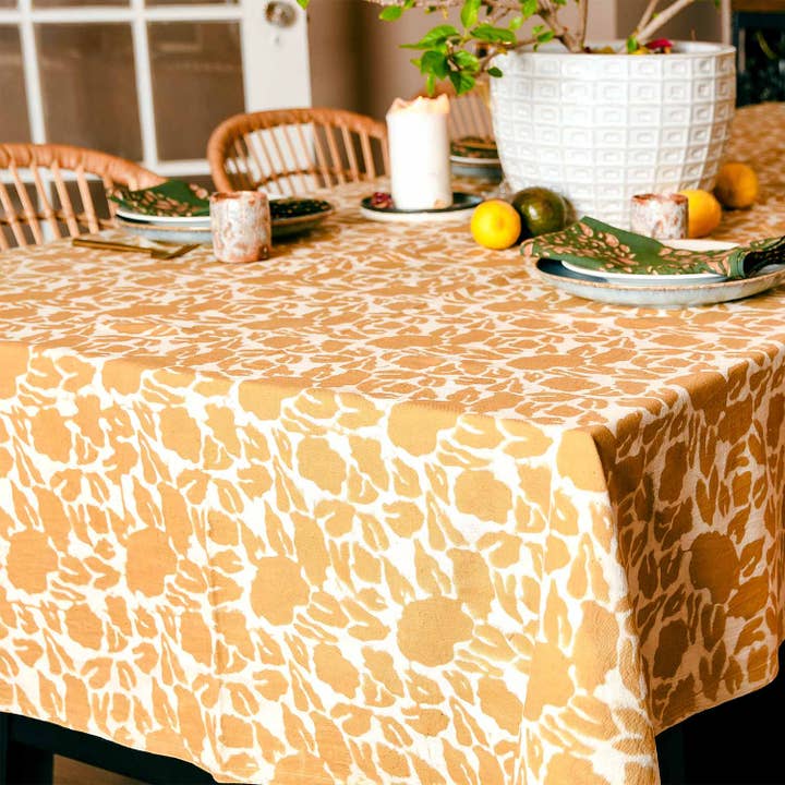 Yan Block print Organic Cotton Large Cloth Tablecloth for wholesale by Ichcha