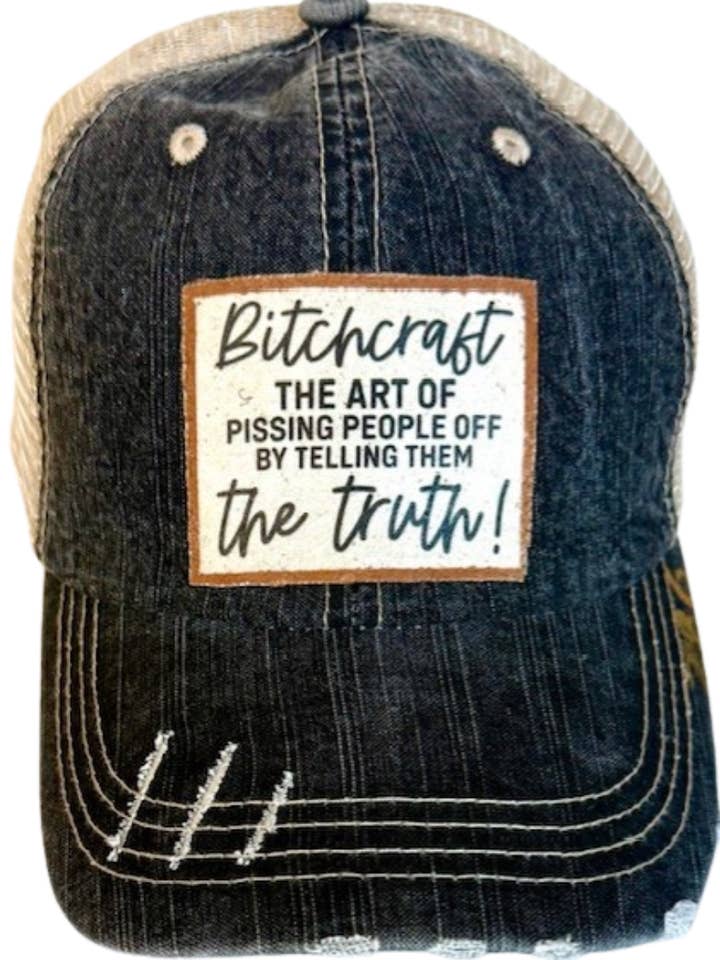 (#286) CAPPELLO DA CAMIONISTA "BITCHCRAFT" VISSUTO per la vendita all'ingrosso da parte di Jana's Flannels