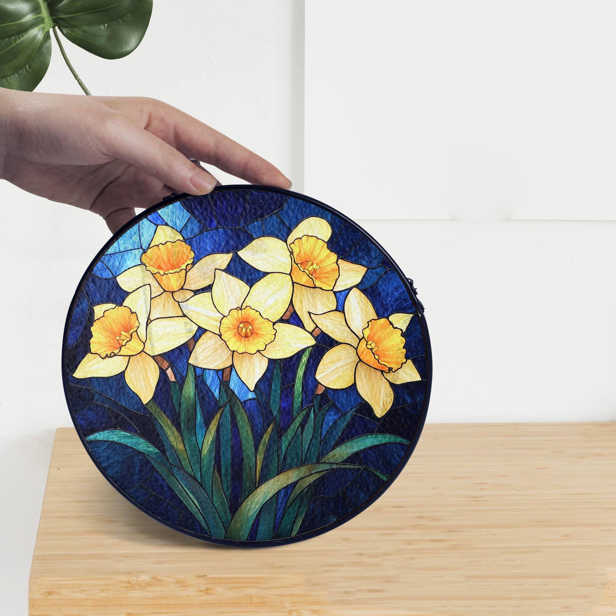 TMLECOM LTD – wholesale Suncatcher – Daffodil Stained Glass Suncatcher, Daffodil March Decor0