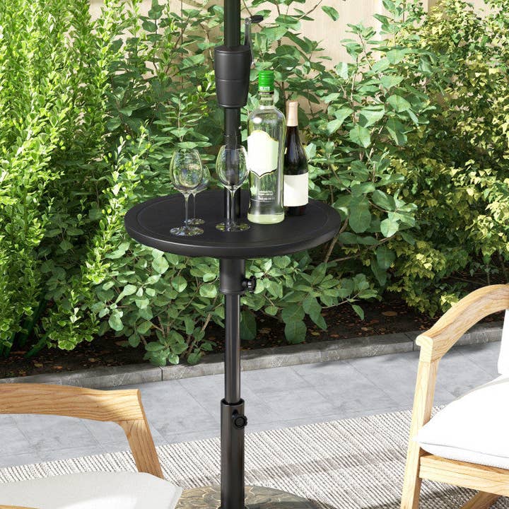 Black 20 Inches Outdoor Adjustable Umbrella Table with 1.5 Inches Umbrella Hole for wholesale on Faire
