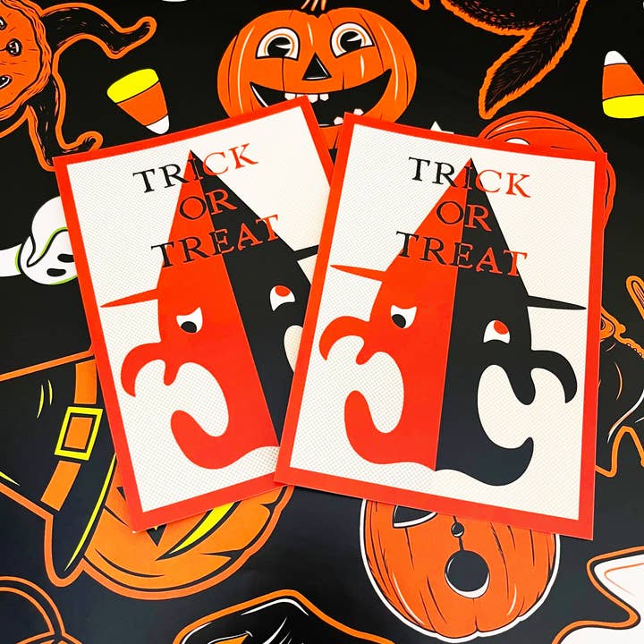 Cartão postal vintage inspirado no Halloween com doçura ou trav por atacado de October 31st