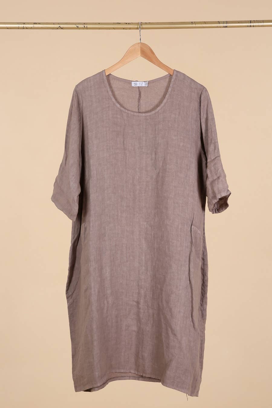 la maison des fibres naturelles - Wholesale Dress - Women's - Round neck dress in 100% linen 676132