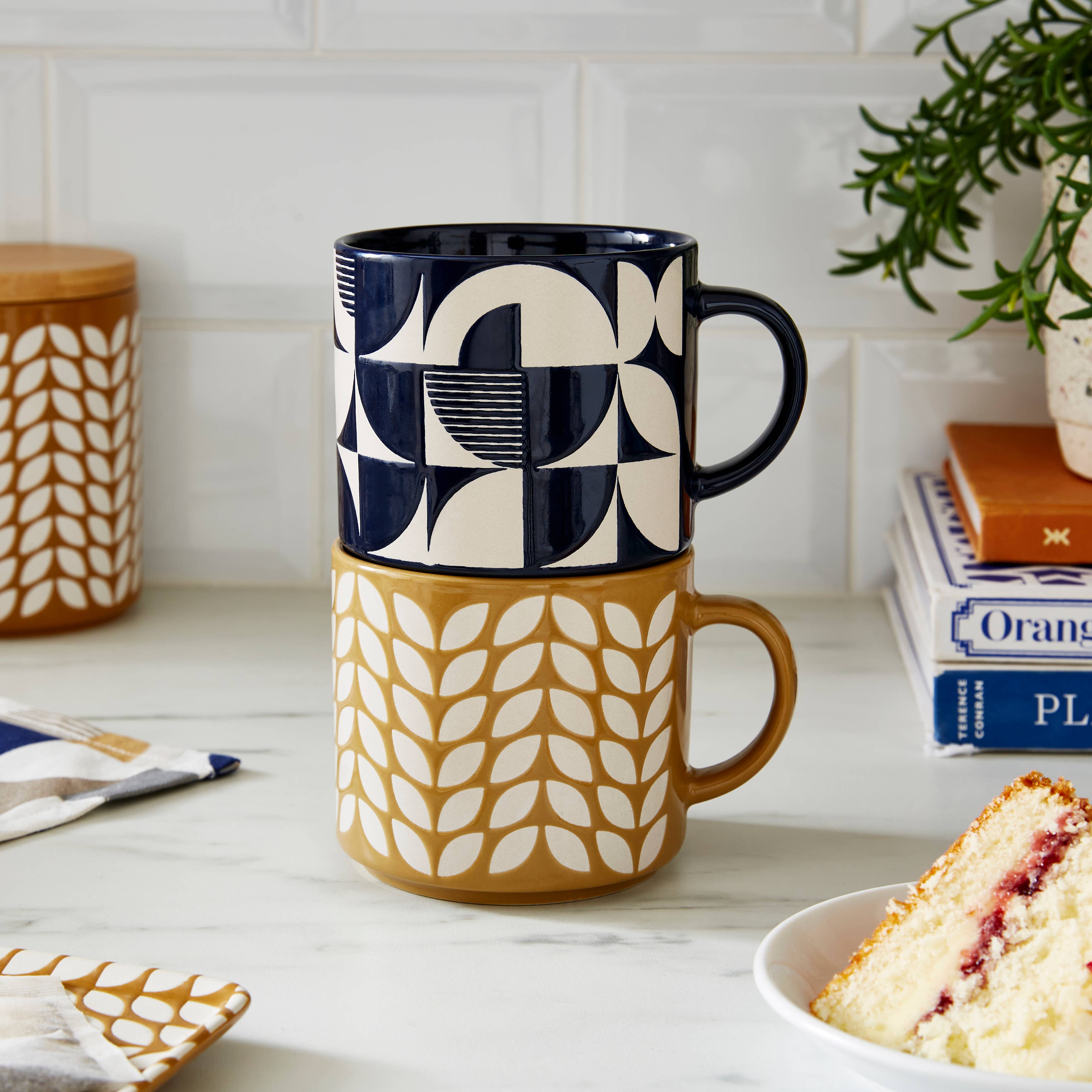 Stacking Mug - Mustard Bauhaus Geo for wholesale on Faire2