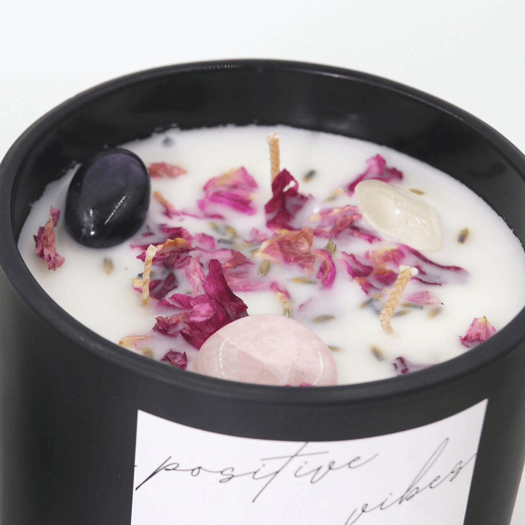 Positivity Shop - Wholesale Jar/Filled Candle - Positive Vibes Gemstone Candle | Soy Wax | Golden Triangle1