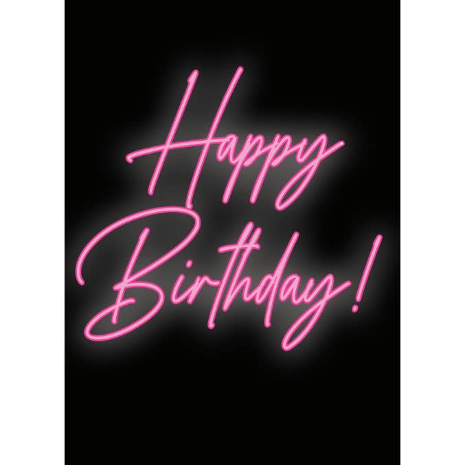 Sunny Marshmallow - Wholesale Birthday Card - Happy Birthday! Pink Neon Style