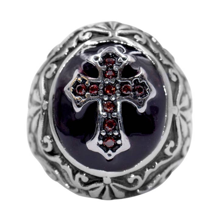 anel de aço inoxidável “cross” por atacado de Bodywings