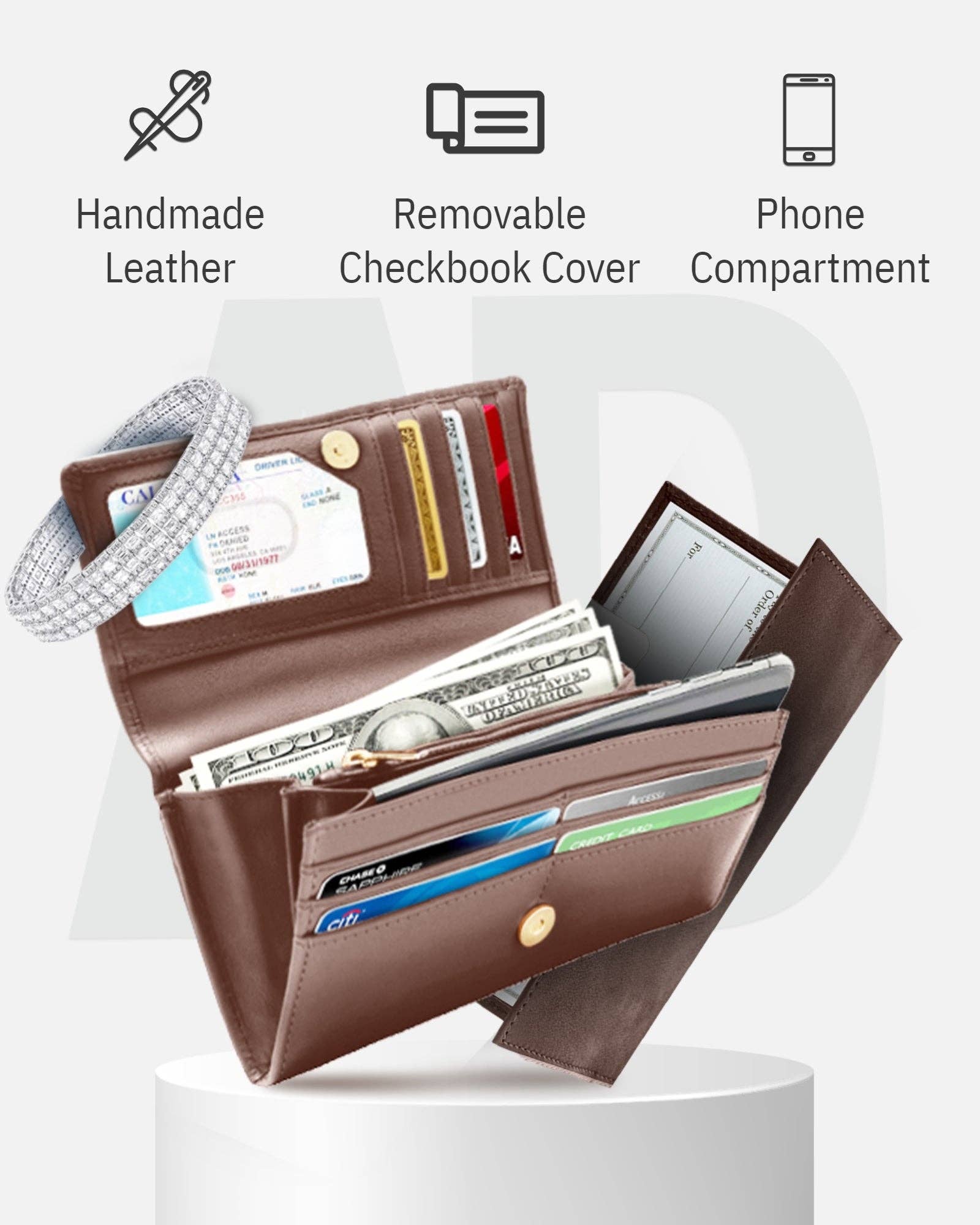 Access Denied Accessories - Wholesale Wallet - Women's - Accordion Clutch Wallet for Women Removable Checkbook Holder15