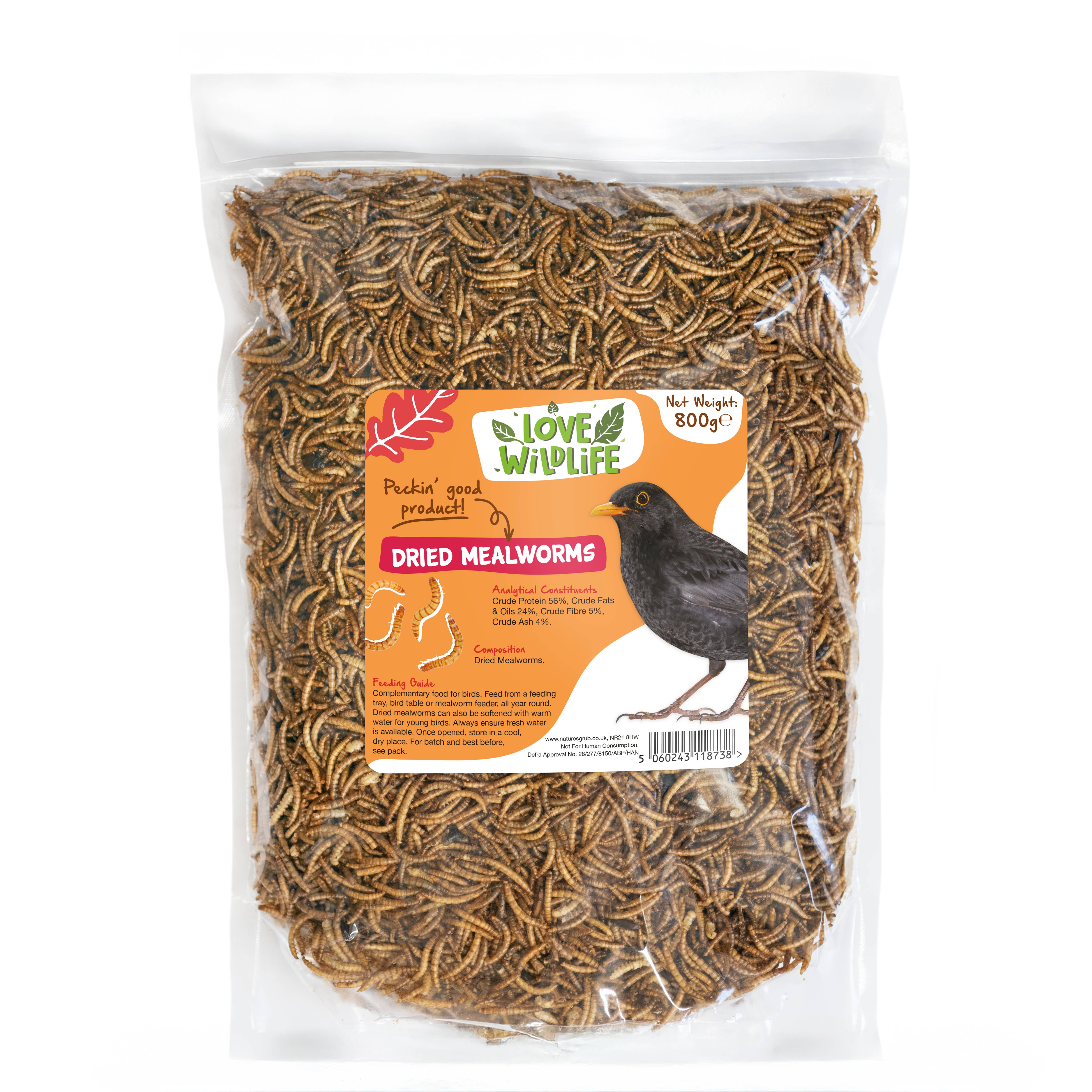 Natures Grub – wholesale Pet food – Not cat/dog – Love Wildlife Dried Mealworms 800g Refill | Wild Bird Food0