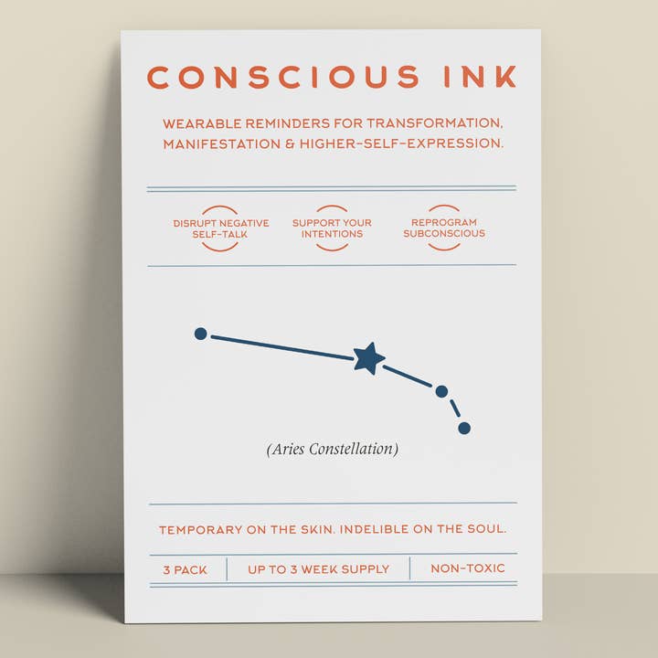 Constellation Aries Manifestation Tattoo for wholesale by Conscious Ink
