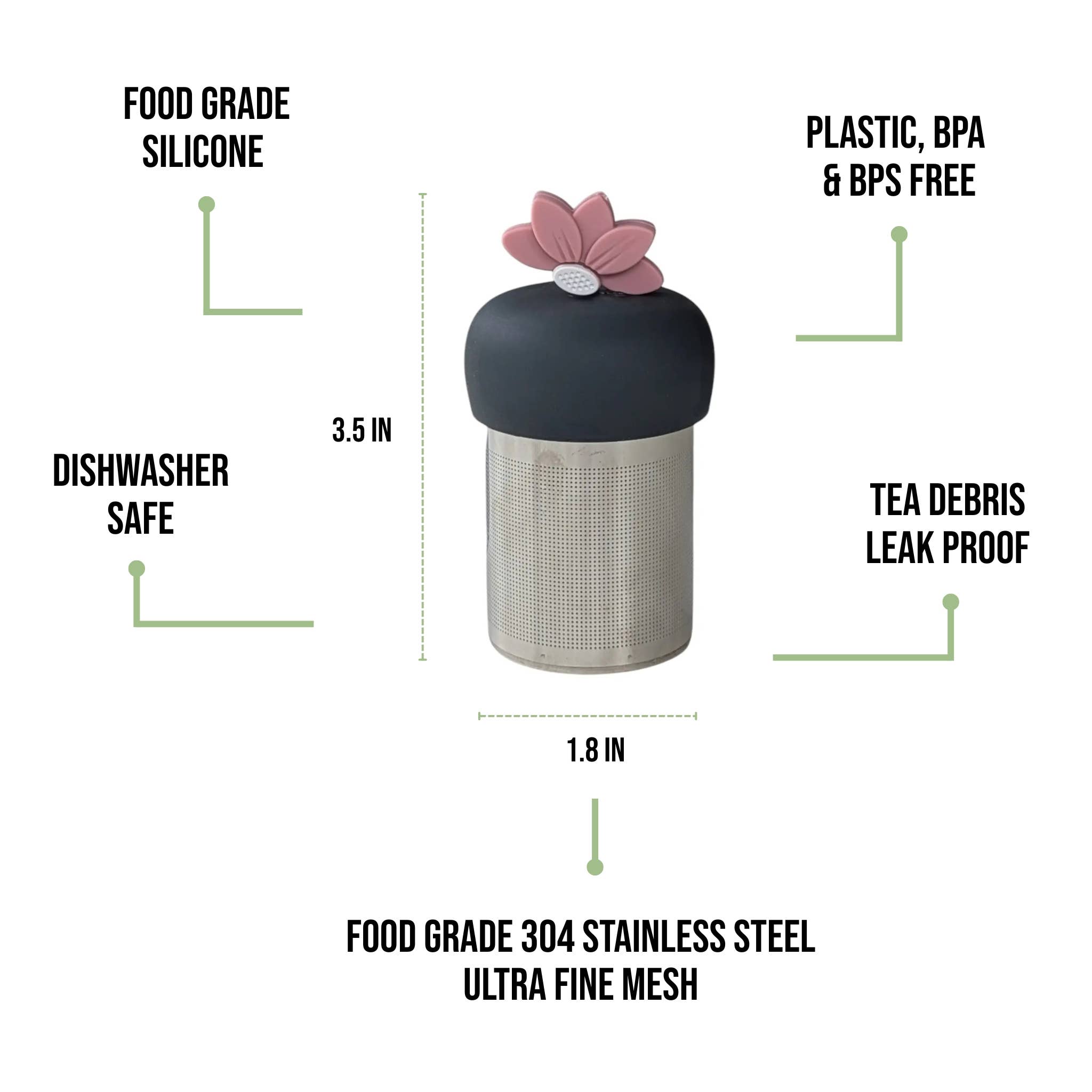 Float2infuse Tea Infuser - Wholesale Tea Strainer/Infuser - Lotus | Floating Tea Steeper | Grey Base | Pink Lotus2