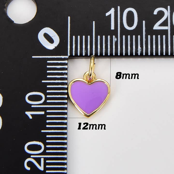 Beads Creation - Wholesale Individual Charm/Pendant - Enamel Heart Charm Pendant in Gold Filled, CP11045