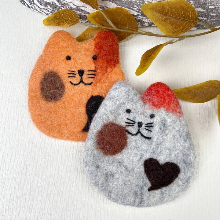 mildstyles - Venta al por mayor Posavasos - Manteles individuales aislantes de lana fieltro con forma de corazón para gatos