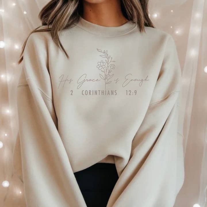 His Grace Is Enough - Crewneck for wholesale by Stay Rooted Company