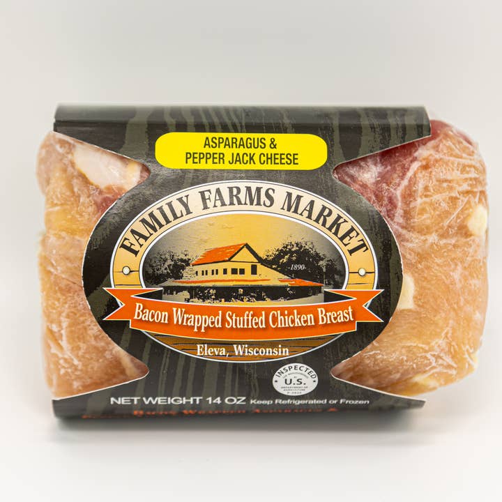 Family Farms LLC - Wholesale Chicken - Bacon Wrapped Stuff Chicken Breast - Asparagus Pepper Jack 1