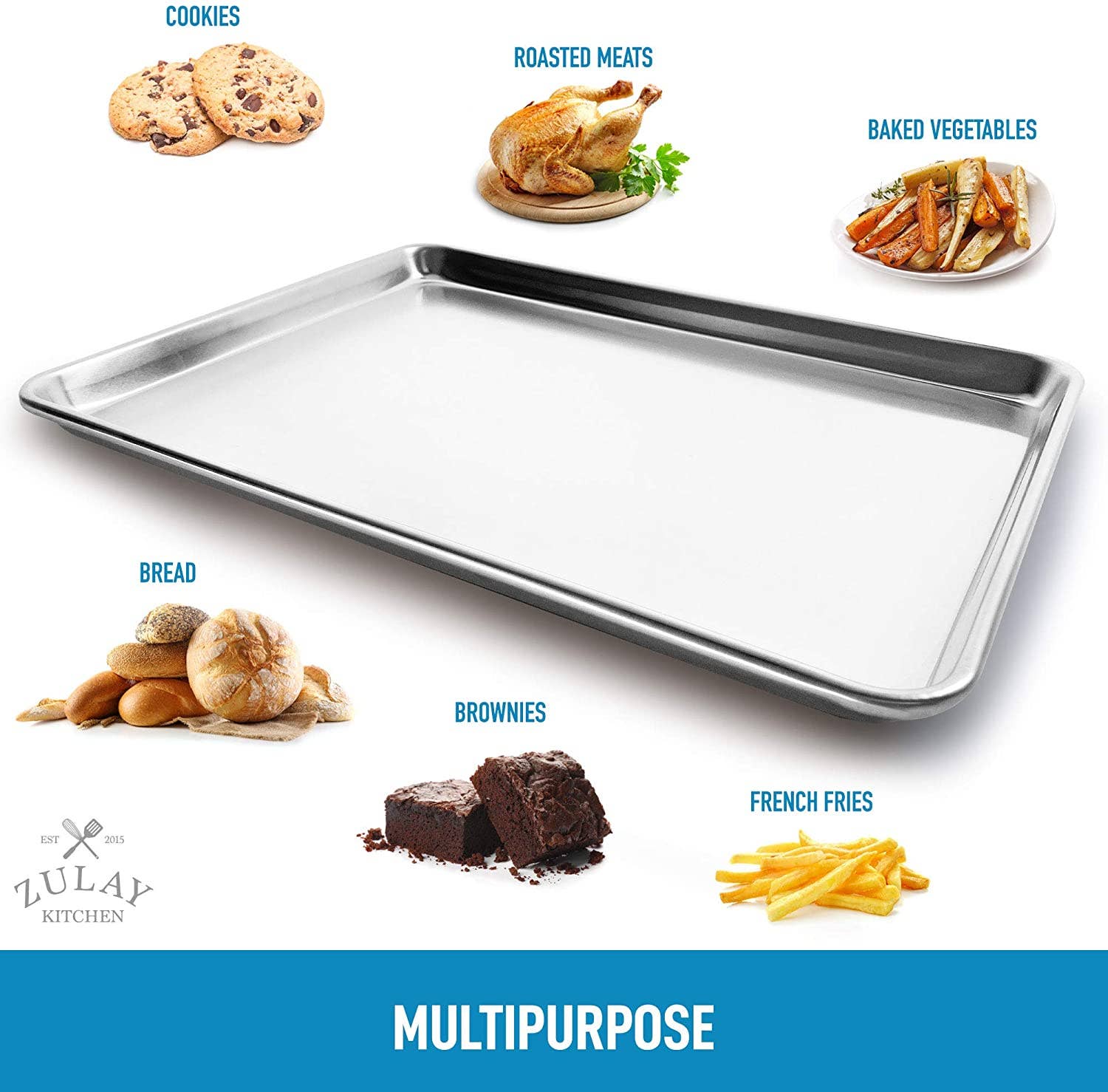 Zulay Kitchen - Wholesale Baking Sheet/Mat - Aluminum Baking Pan - Half Sheet (13" x 18")5