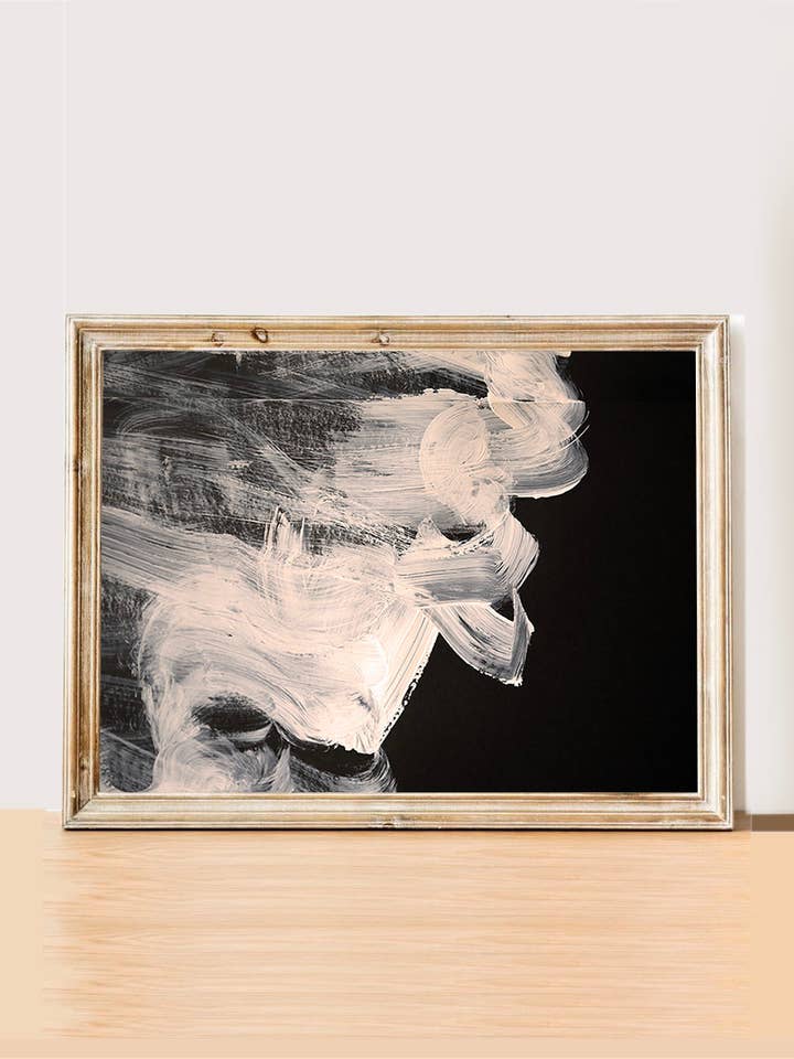Wave Crash - Noir + blanc - Impression giclée 8x10 pour la vente par Lisa Penz Art