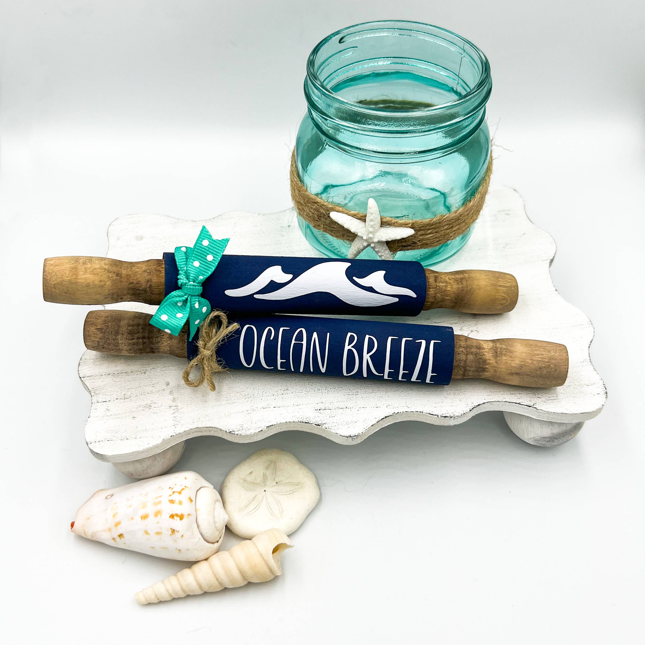 Ruaille Buaille Co - Vendita all'ingrosso Decorazioni da tavolo - Decorazioni da spiaggia | Vassoio nautico a più livelli | Decorazioni per la casa estiva1