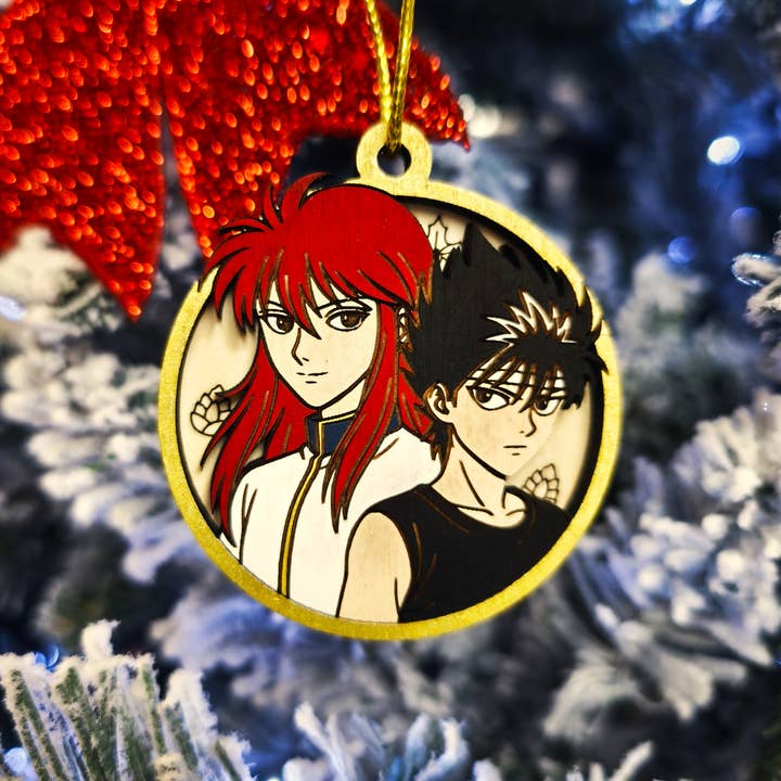 Ornamento de Natal em Madeira Yu Yu Hakusho – Kurama & Hiei por atacado de Herbs&Belles