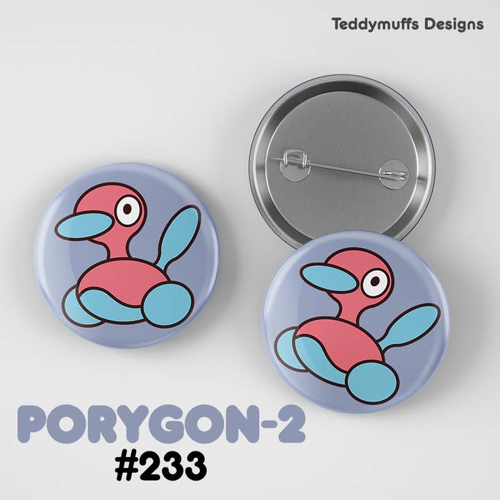 Porygon 2 Button Pin | Pokemon | Pokémon for wholesale by Teddymuffs Designs