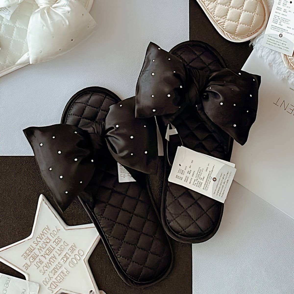 ACCITY - Wholesale Slippers - Women's - NEW STYLE BIG BOW SATIN HOME SLIPPERS FOR WOMEN_CWMM29632