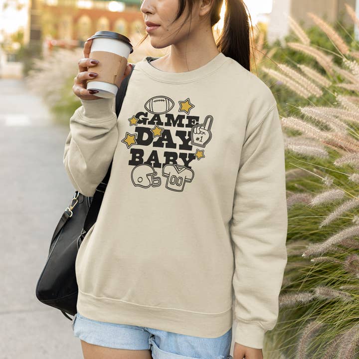 Game Day Baby Crewneck Sweatshirt for wholesale by Lucky Luna Apparel