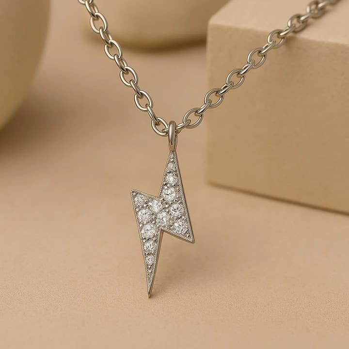 0.16 Carat Moissanite Sterling Silver White Gold Necklace for wholesale by Celino Jewelry