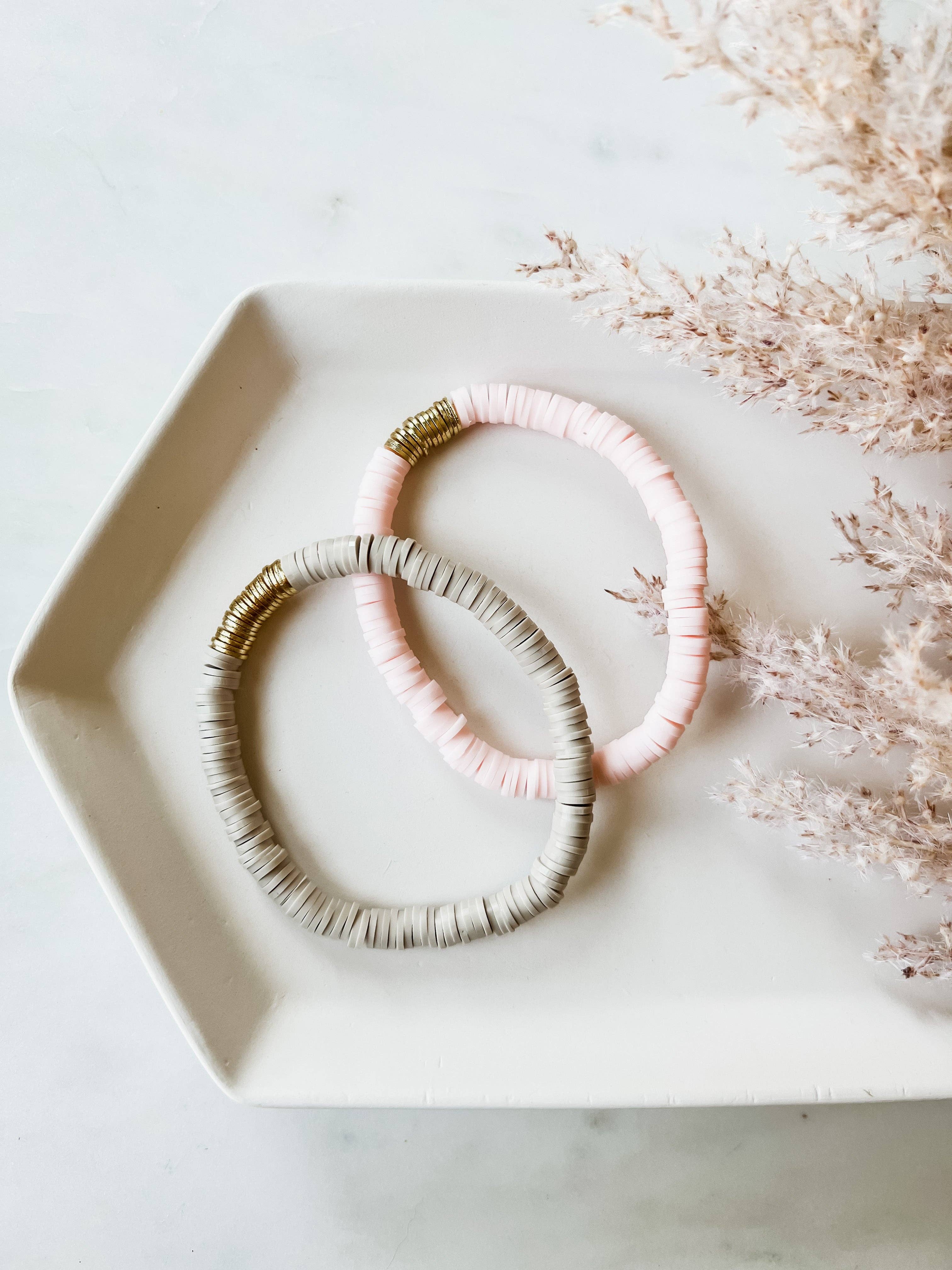 Taylor Toms Designs - Wholesale Beaded Bracelet - Gold Accent Clay Beaded Bracelet2