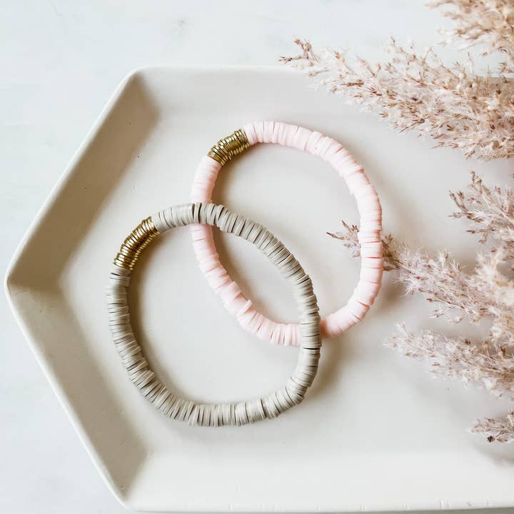 Taylor Toms Designs - Wholesale Beaded Bracelet - Gold Accent Clay Beaded Bracelet2