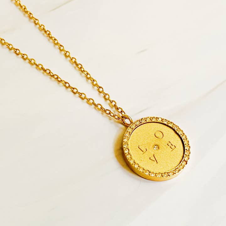 Ellison+Young - Wholesale Pendant/Charm Necklace - Loveholic Round Pendant Necklace7