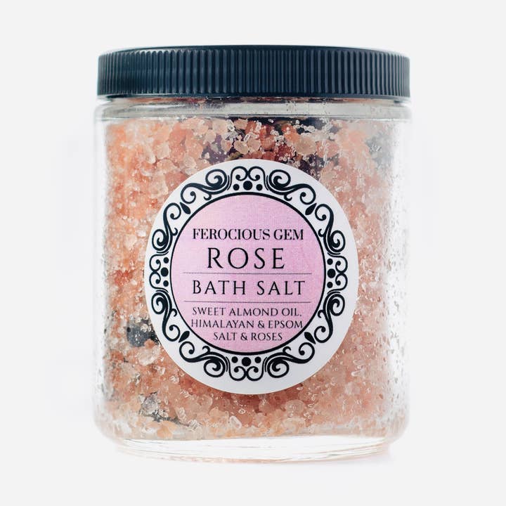 Rose Himalayan Bath Salts for wholesale by Ferocious Gem