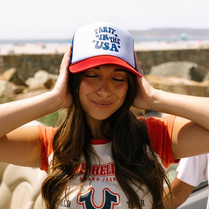 Ruby Moon - Wholesale Trucker Hat - Women's - Party In The USA Foam Trucker Hat- 4th Of July Hat0