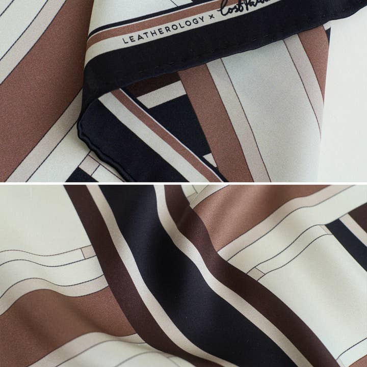 Neutral Lost Pattern x Leatherology Silk Pocket Square for wholesale on Faire