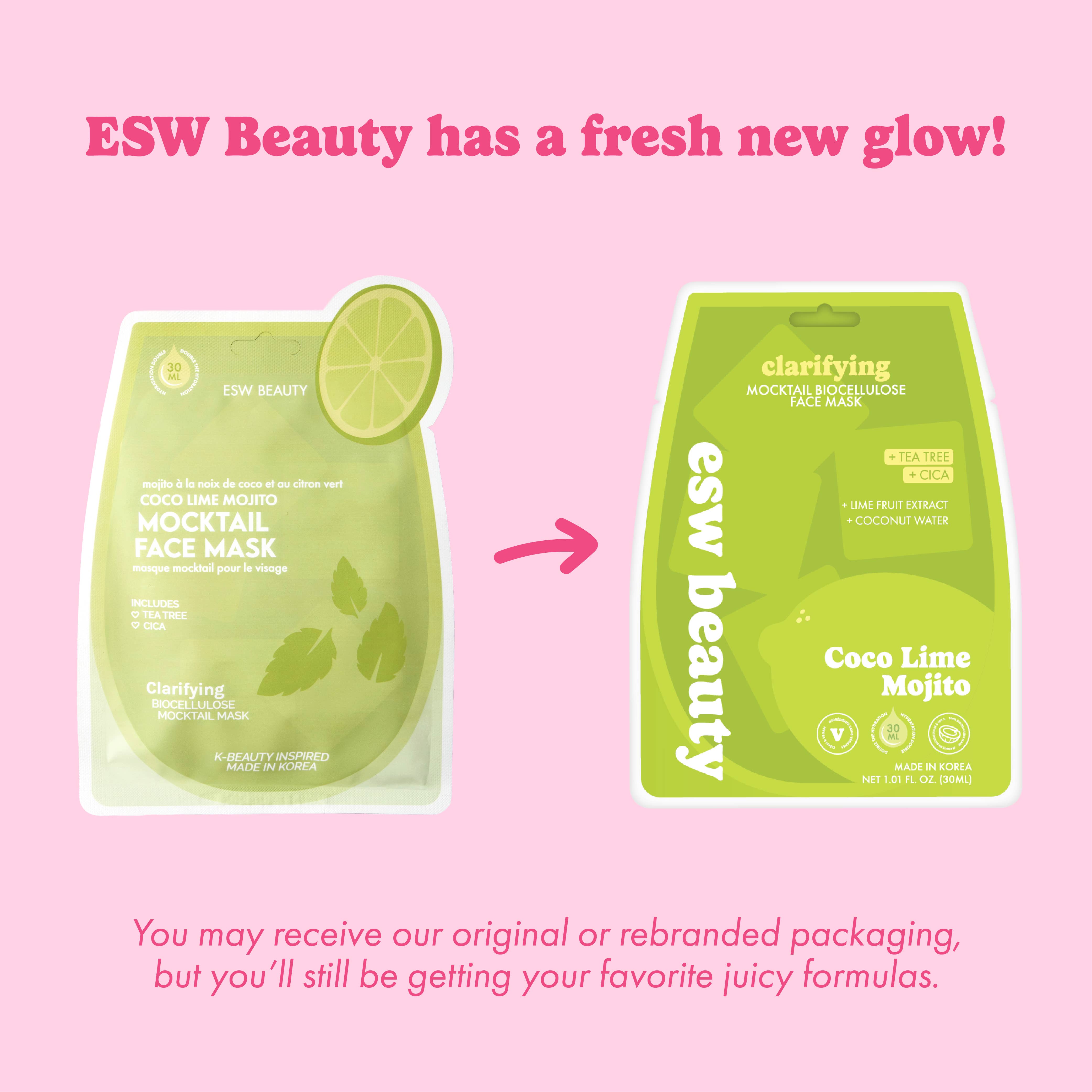 ESW Beauty - Wholesale Skincare Face Mask - Coco Lime Mojito Clarifying Biocellulose Mocktail Mask1