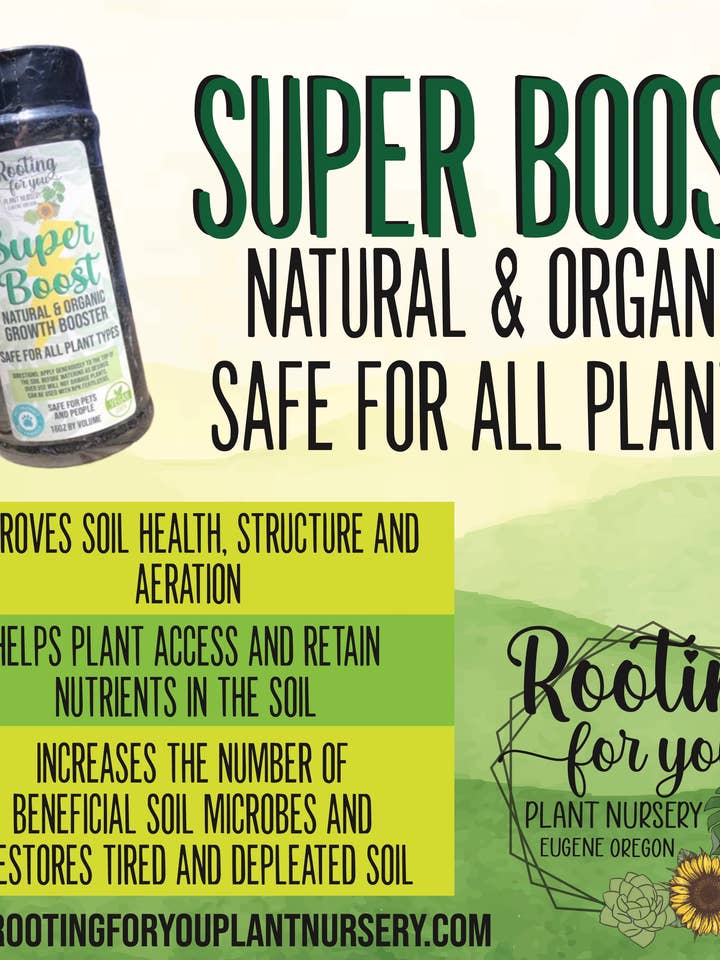 Reforço de Crescimento Orgânico Super Boost, Shaker de 16 onças por atacado de Rooting For You Plant Nursery