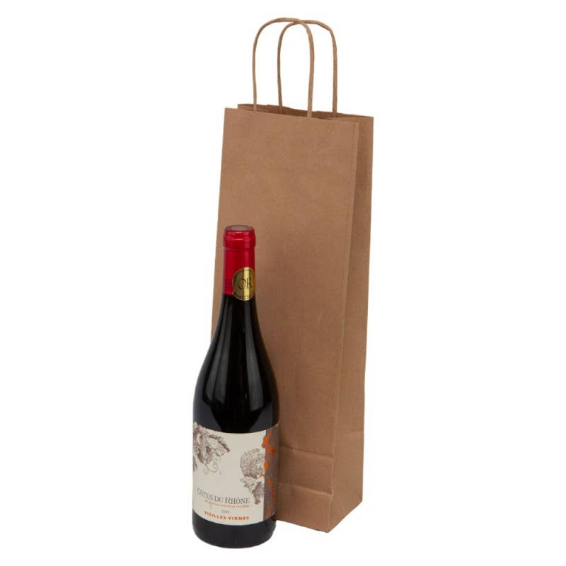 Deffrennes - Wholesale Wine Gift Bag - Kraft rectangular cardboard bottle bag 1 bottle3
