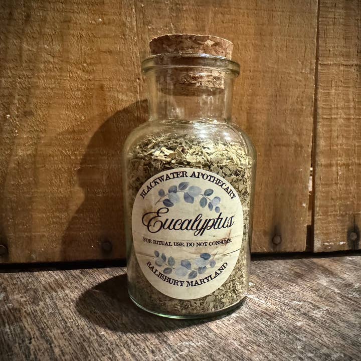 Blackwater Apothecary – Ervas por atacado – Eucalipto - Ervas Rituais - Frasco de Vidro com Rolha