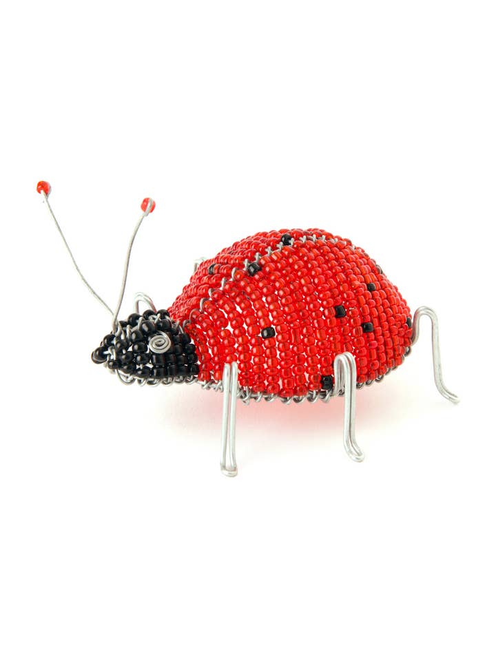 Beaded Ladybug Sculpture for wholesale by Swahili | AFRICAN MODERN