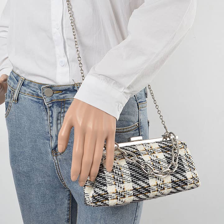 3AM BY H&D ACCESSORIES - Wholesale Clutch Bag - Women's - Tweed Plaid Hard Case Clutch3