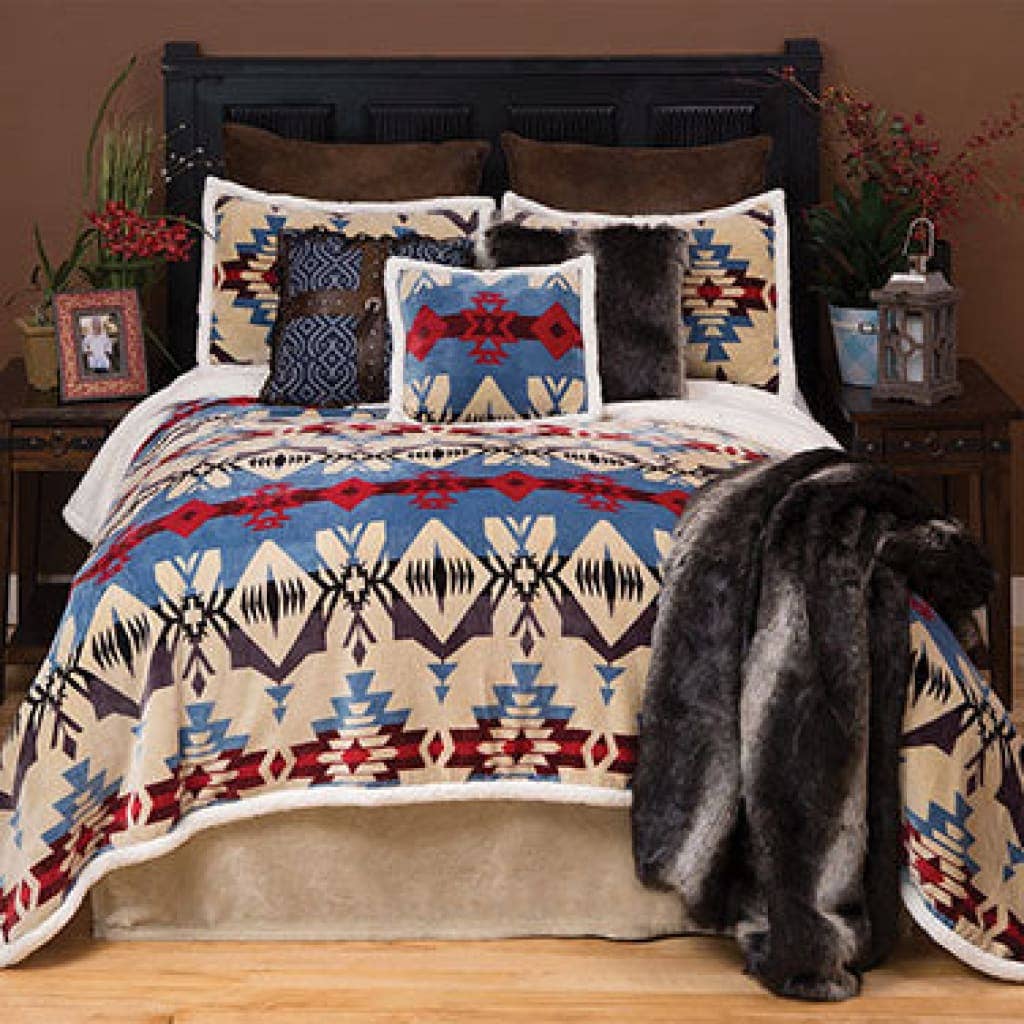 Linen Mart - Wholesale Bedding Set - Blue River Sherpa Blanket - 3 Piece Set1