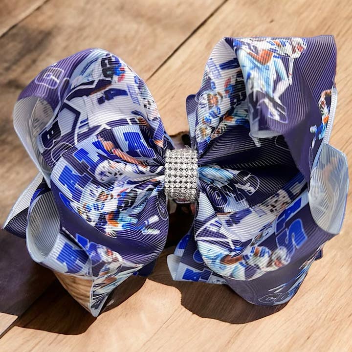 Kids Charm Online - Wholesale Hair Bow - Kids - COWBOYS PRINTED HAIR BOW W/ RHINESTONES. BW-DSG-941 4PCS/$10