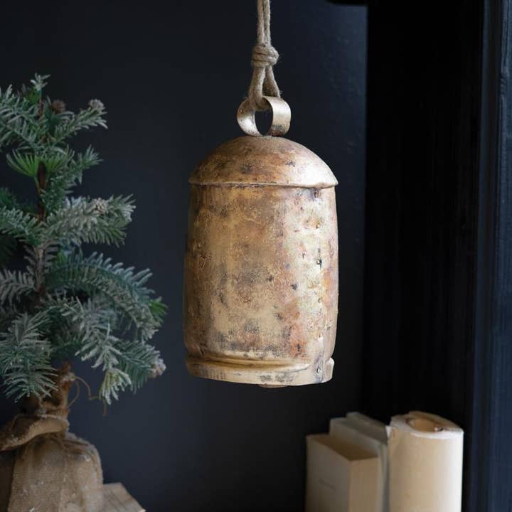 LARGE ANTIQUE GOLD CHRISTMAS BELL  for wholesale on Faire0