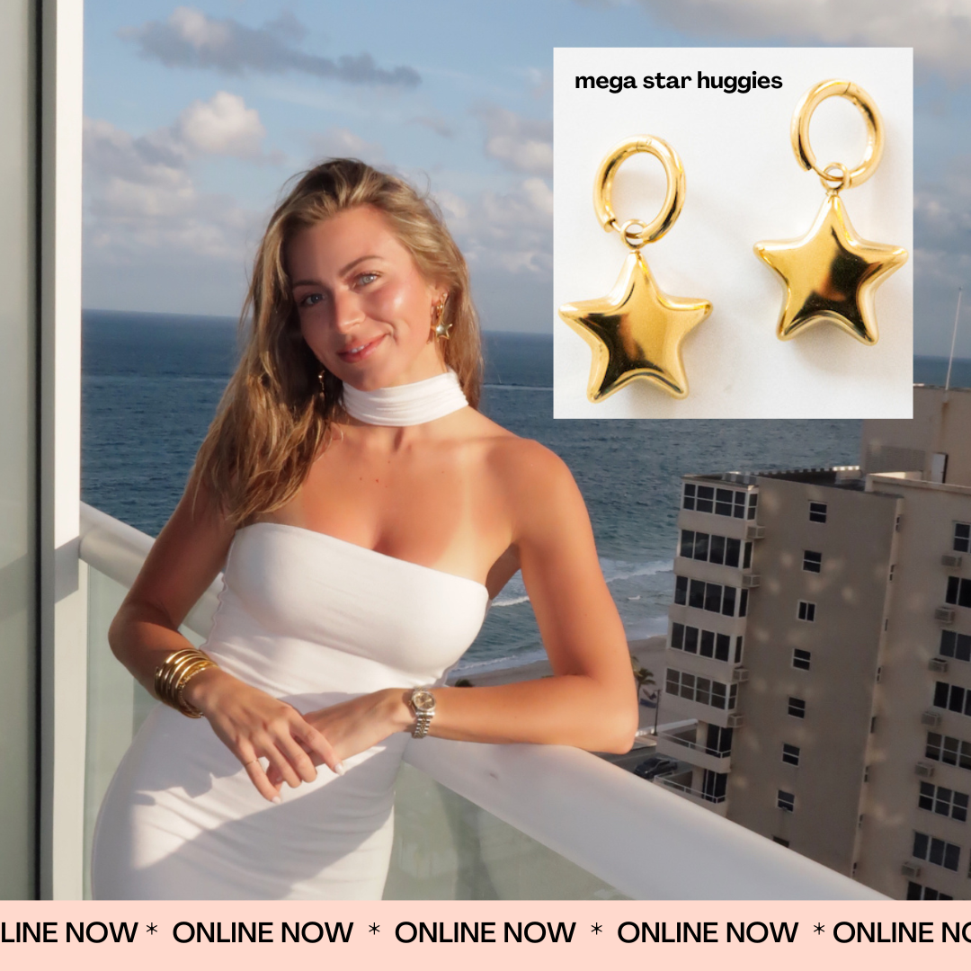 Hoo Hoops - Vendita all'ingrosso Orecchini a cerchietto - Orecchini Huggies Impermeabili Placcati in Oro - Stella Grande2